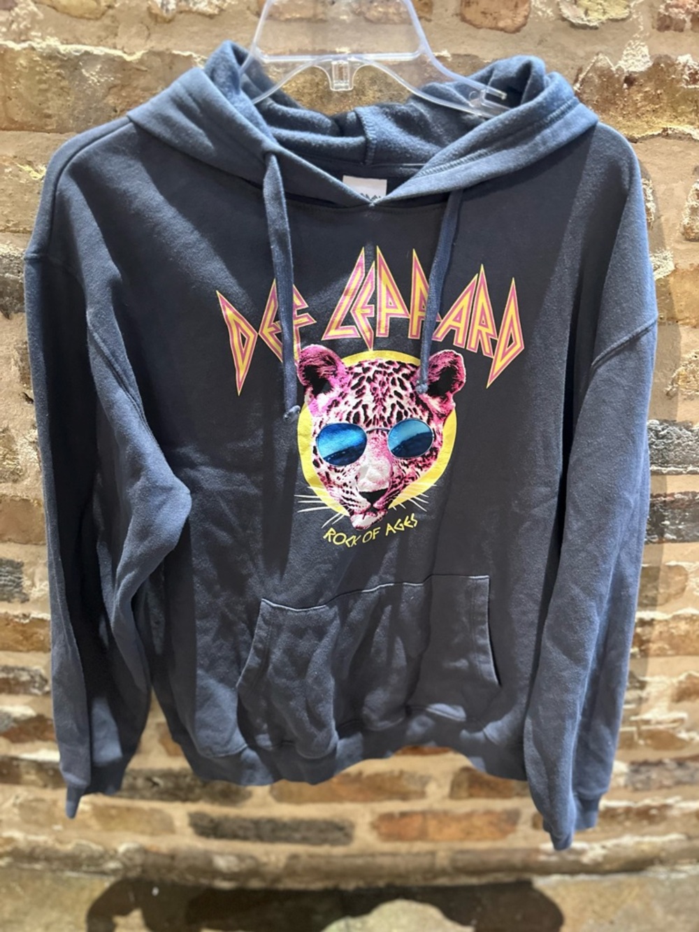 Charcoal Graphic Pullover Hoodie with Leopard Print - Unbranded